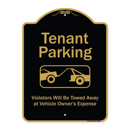 SIGNMISSION Designer Series-Tenant Parking Violators Towed Away With Graphic, 24" x 18", BG-1824-9880 A-DES-BG-1824-9880